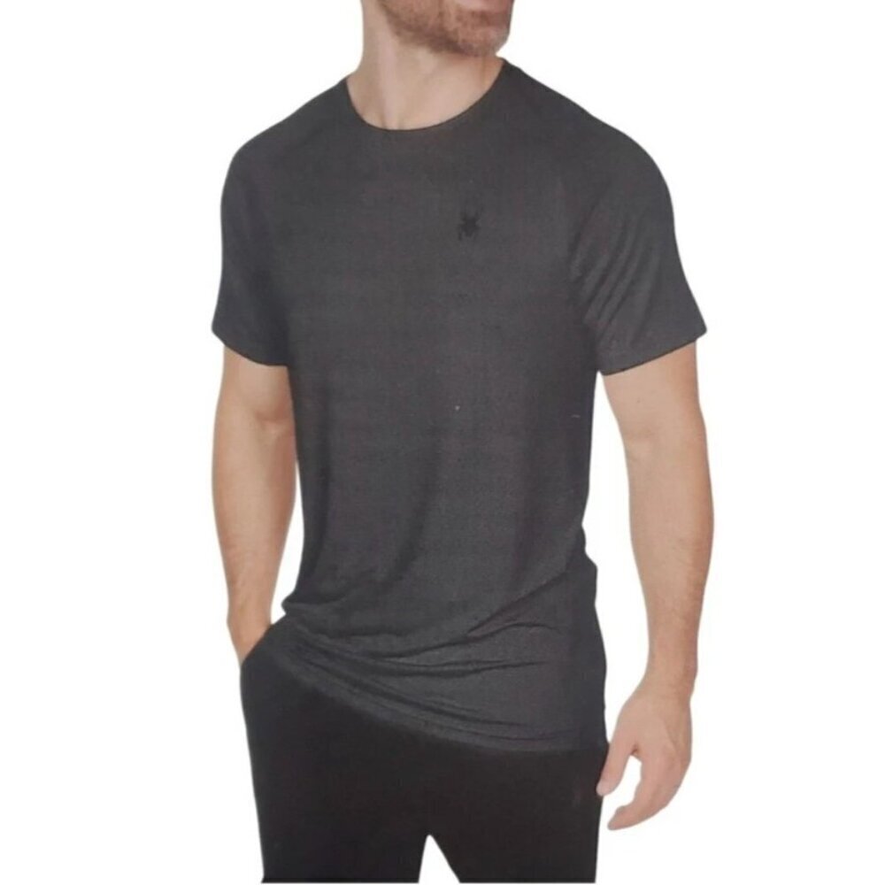 NEW Spyder Active Men's M Gray Short Sleeve Athletic Shirt Polyester/Spandex